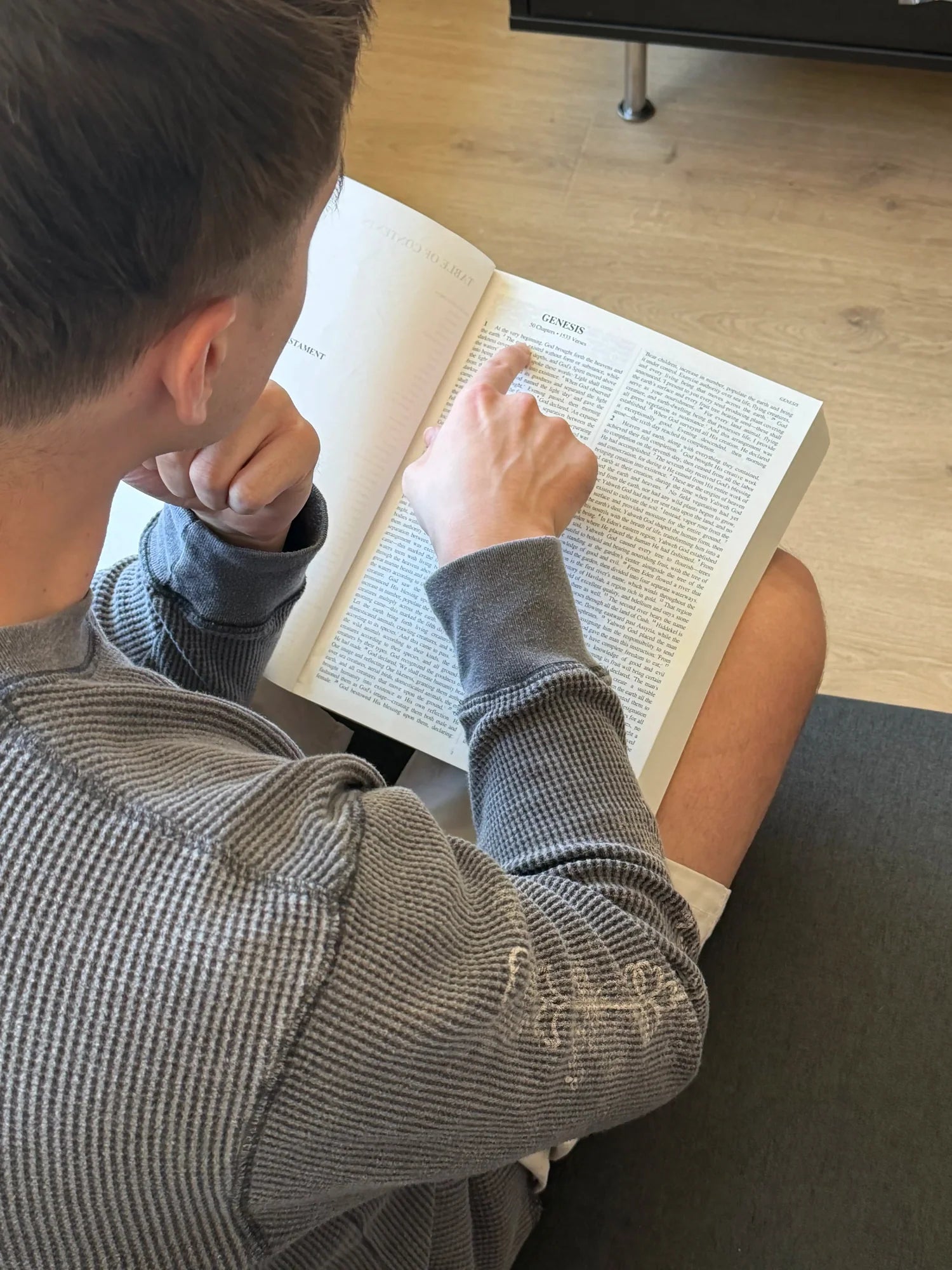 Reader studying the Ethiopian Bible